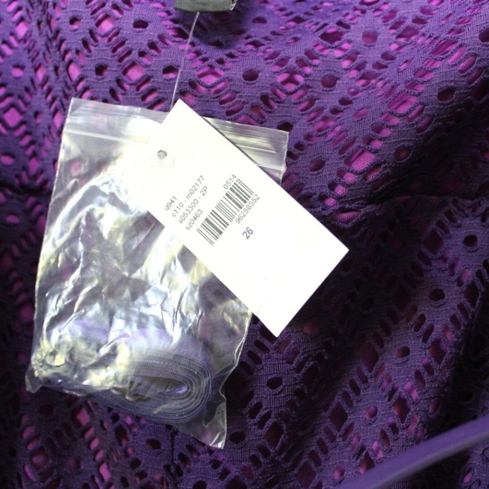NWT Lane Bryant Crochet Overlay Tube Dress Geo Lace Purple Plus Size 26 H12954 - Picture 11 of 11